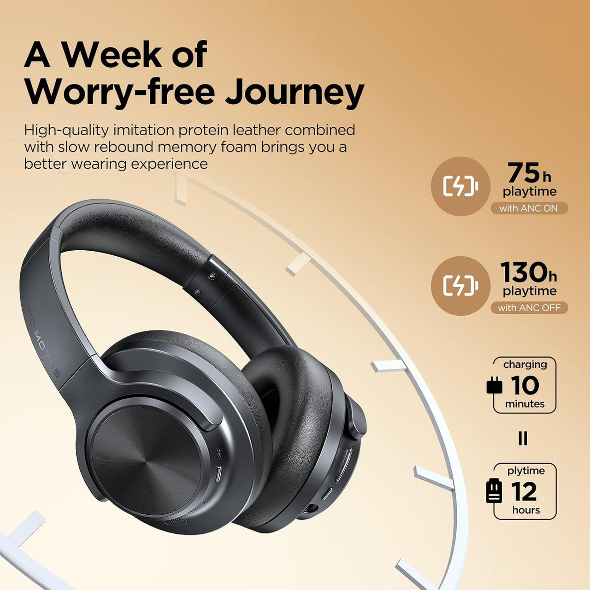 FIO MOTUS - Auriculares con cancelación de ruido: auriculares inalá...