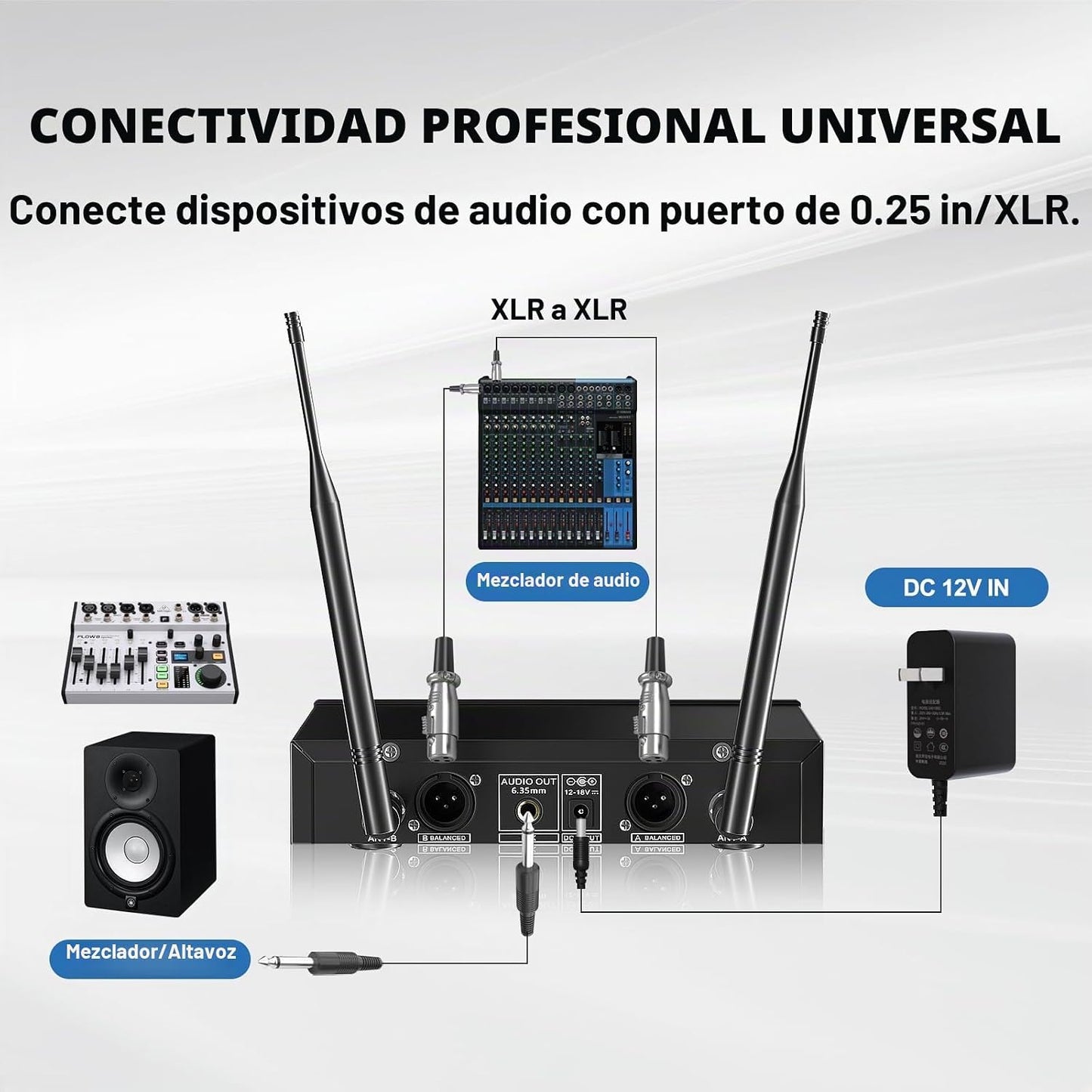 Gimkuls Sistema de micrófono inalámbrico de doble canal, 2 micrófon...