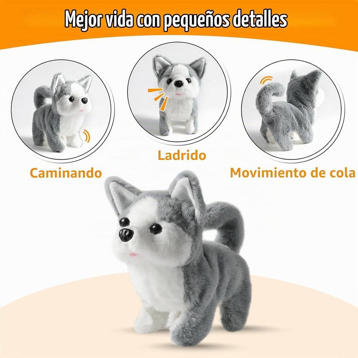 KSABVAIA Juguete de Peluche Husky Cachorro Perro Electrónico Intera...