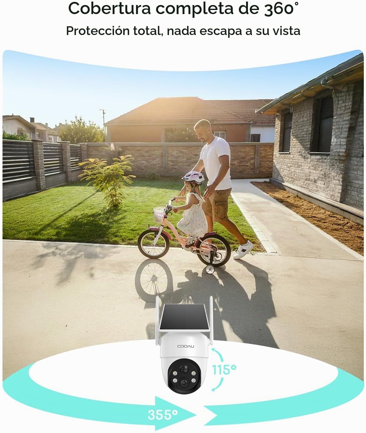 COOAU Cámaras de seguridad solar inalámbricas para exteriores \u201...