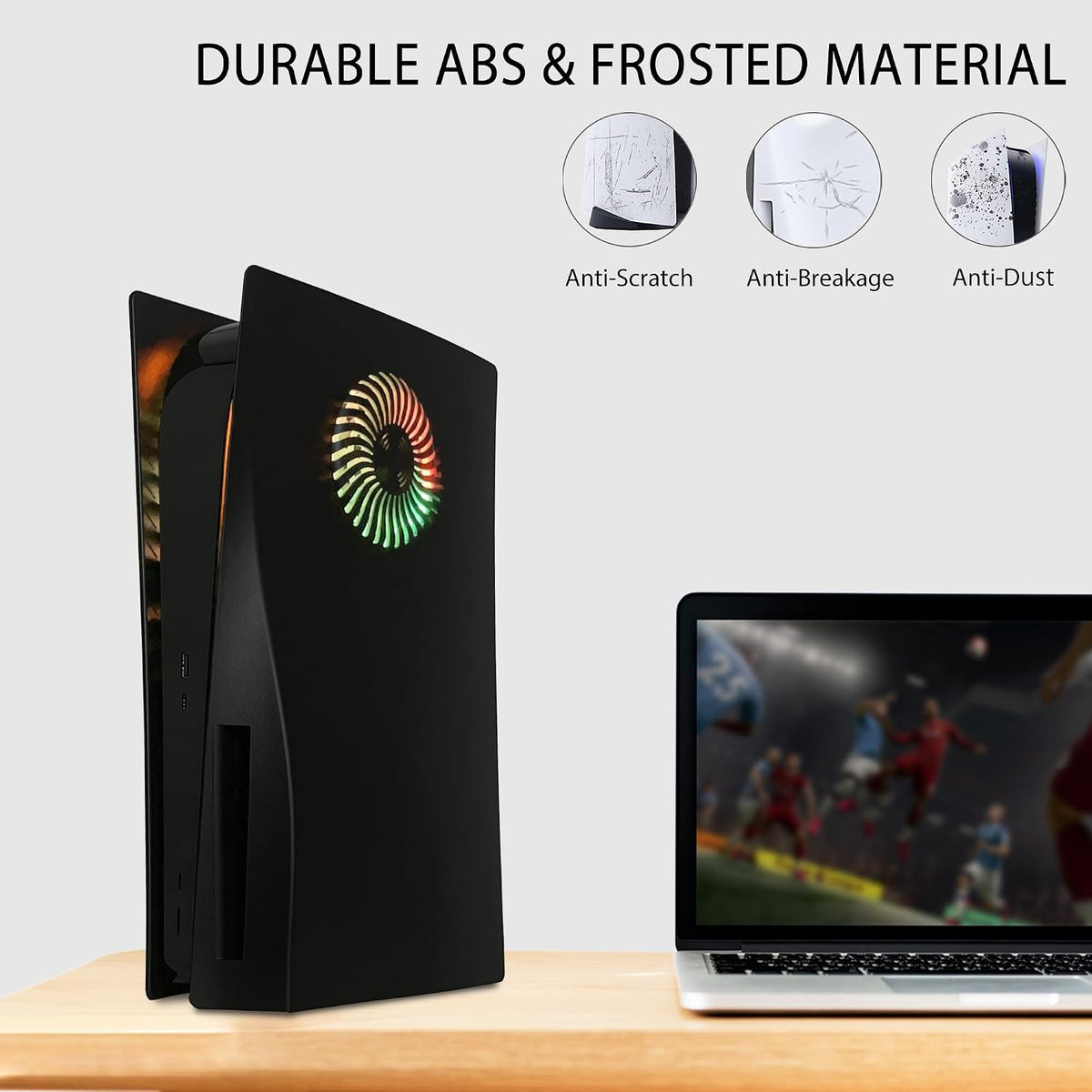 DOBEWINGDELOU - Placa frontal con tira de luz RGB para PS5 y filtro...