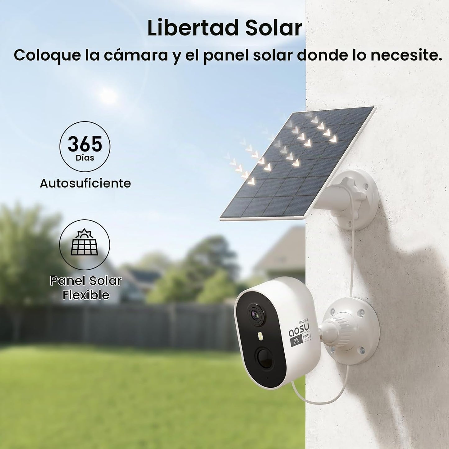 aosu Cámara solar 2K para exteriores inalámbrica, cámaras para segu...