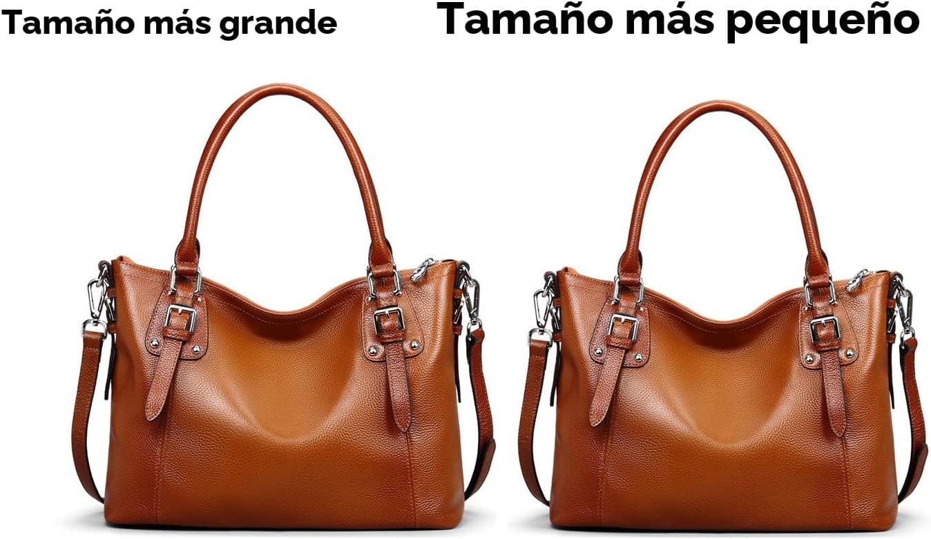 HESHE - Carteras y bolsos de cuero genuino para mujer, bolso de man...