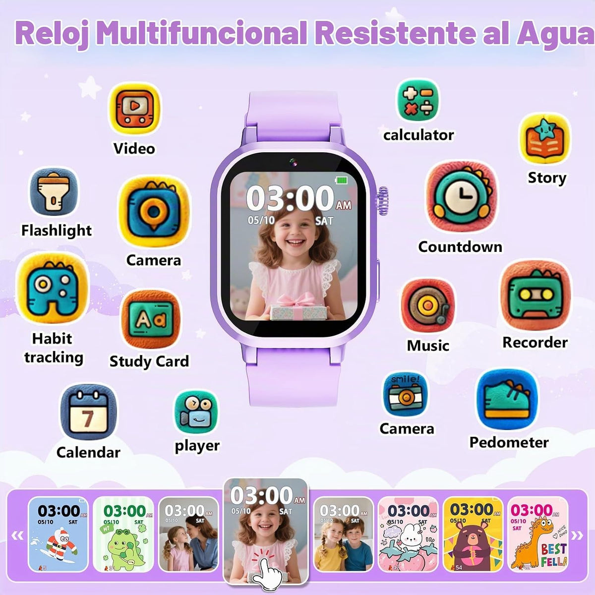 Wiszodet Reloj inteligente para niños resistente al agua, regalo pa...