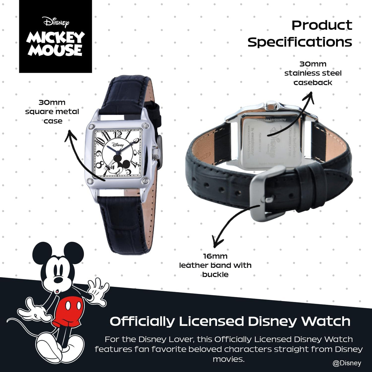 Disney Reloj de Mickey Mouse con licencia oficial, elegante e inspi...