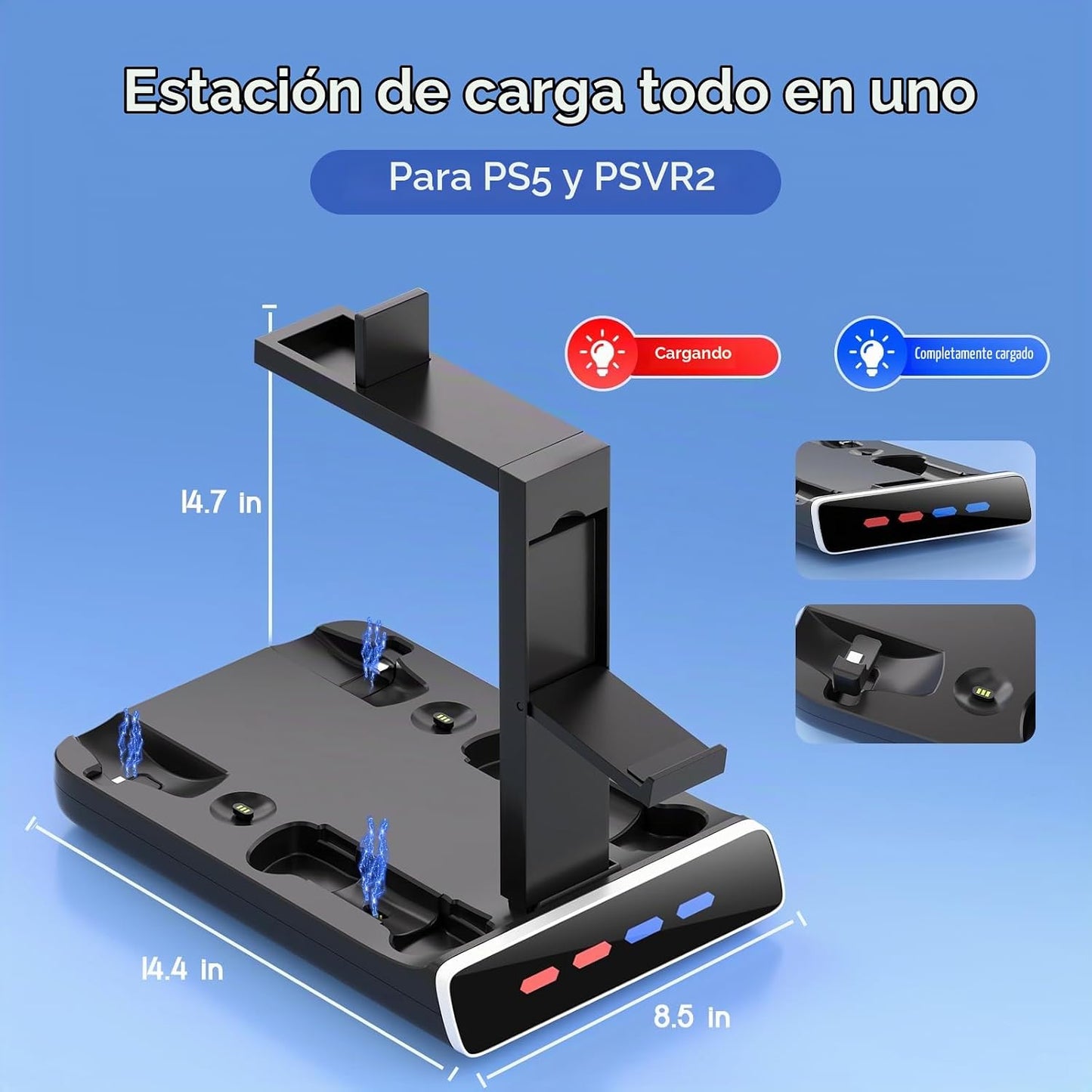 Base de carga de controlador 3 en 1 para PSVR2 y PS5, pantalla de s...