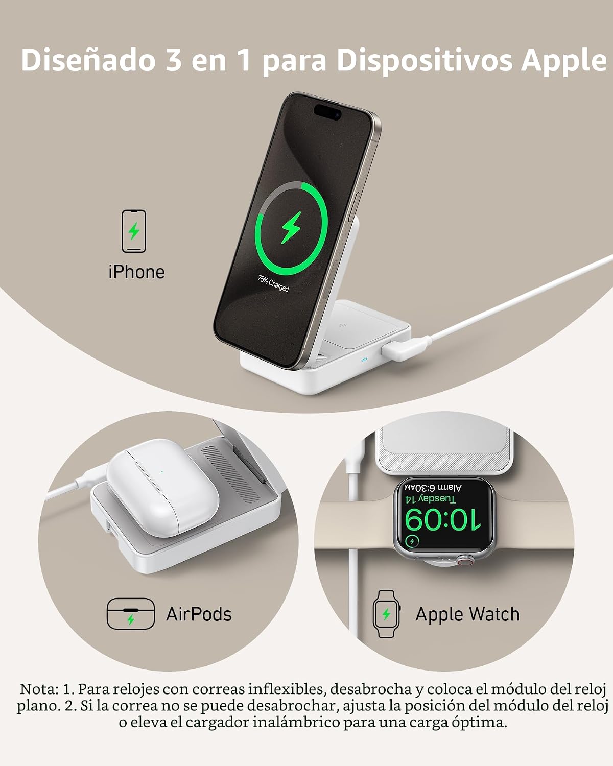 Anker MagGo - Estación de carga plegable Qi2 de 15 W compatible con...