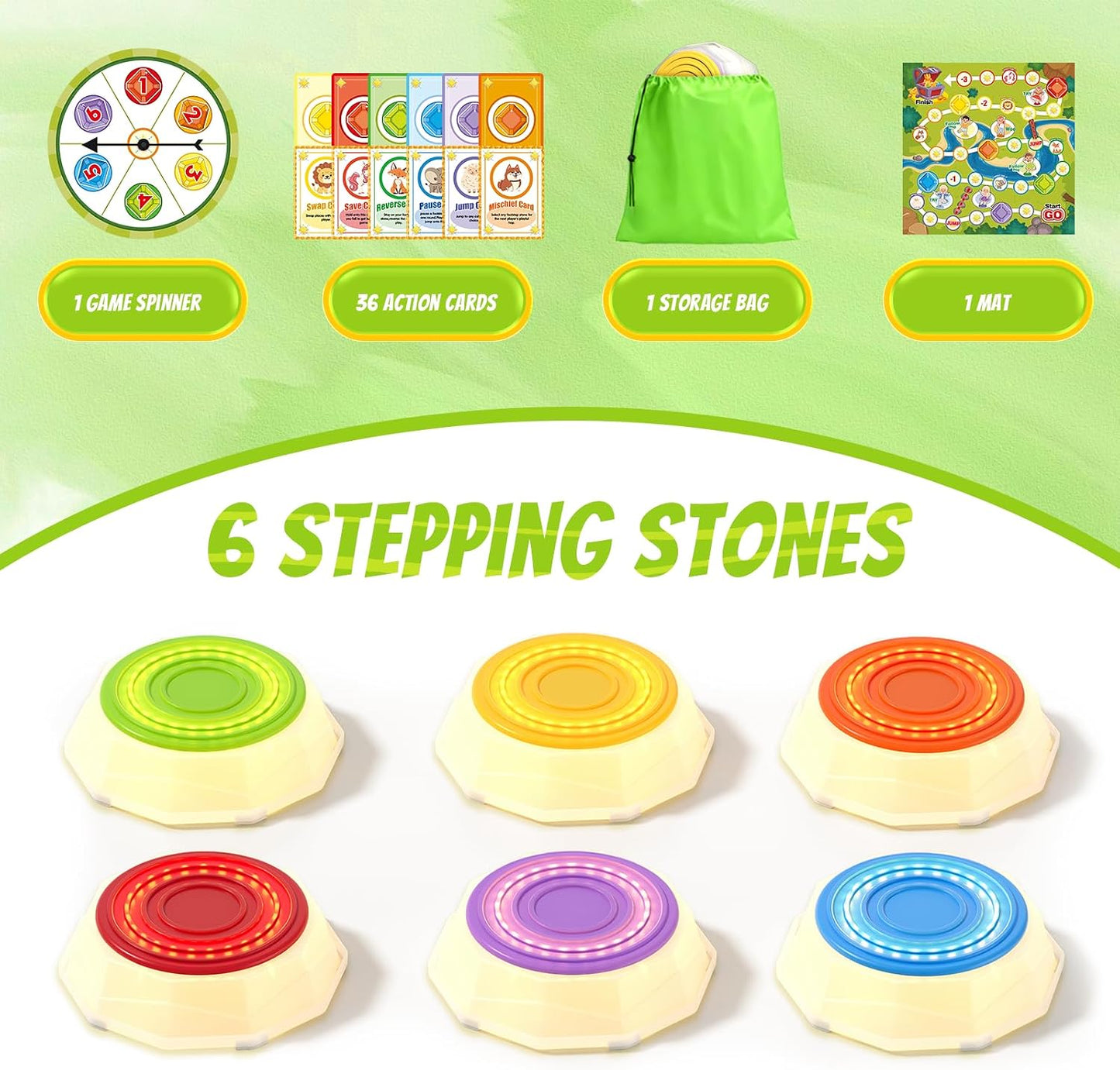 HYES - Piedras iluminadas con mapa de juego para niños de 3, 4, 5 |...