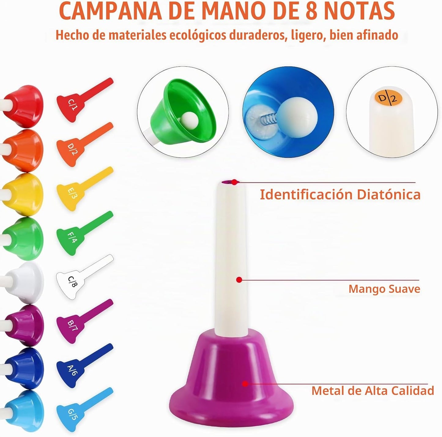 EASTROCK - Juego de campanas de mano de 8 notas para adultos | Camp...