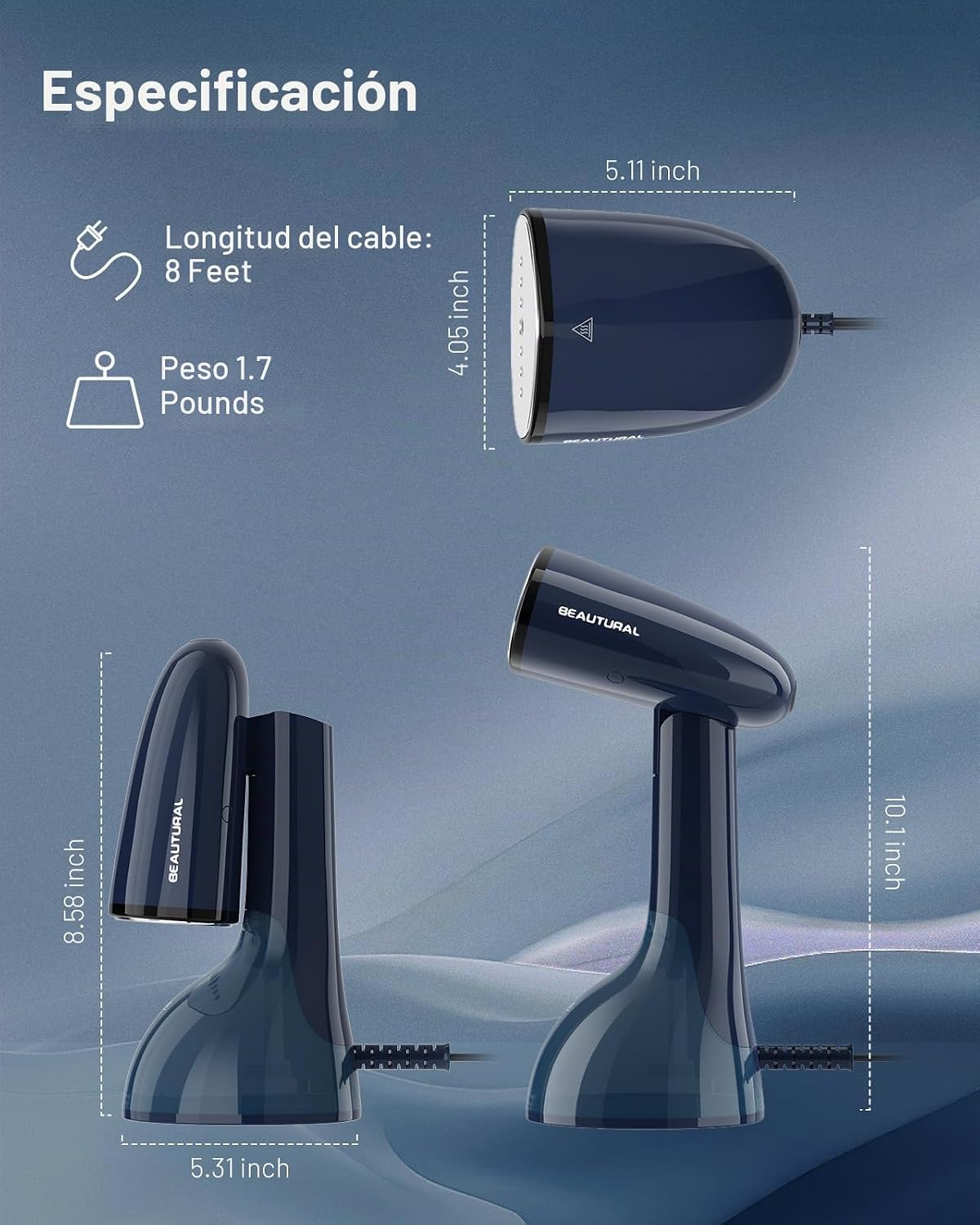BEAUTURAL Vaporizador para ropa, removedor de arrugas portátil de t...