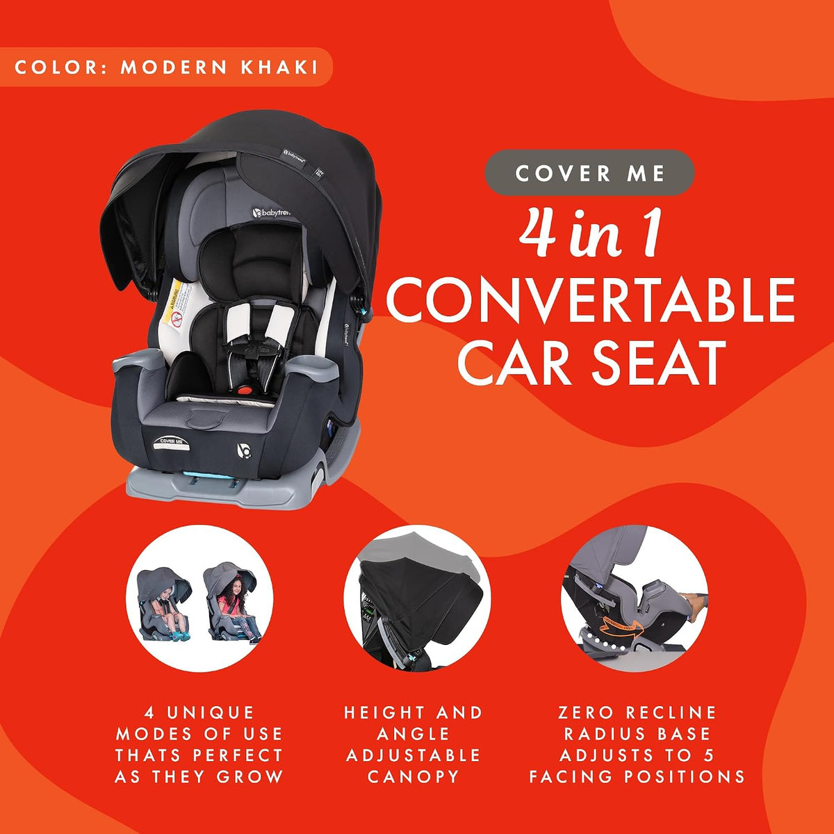 Baby Trend Cover Me - Asiento convertible 4 en 1 para bebé\/niño pe...