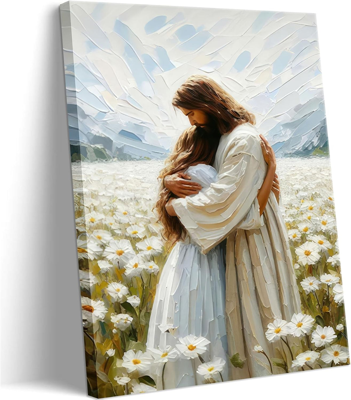 Lienzo de Jesús Abrazando a una Mujer Arte de Pared Jesús y Niña De...