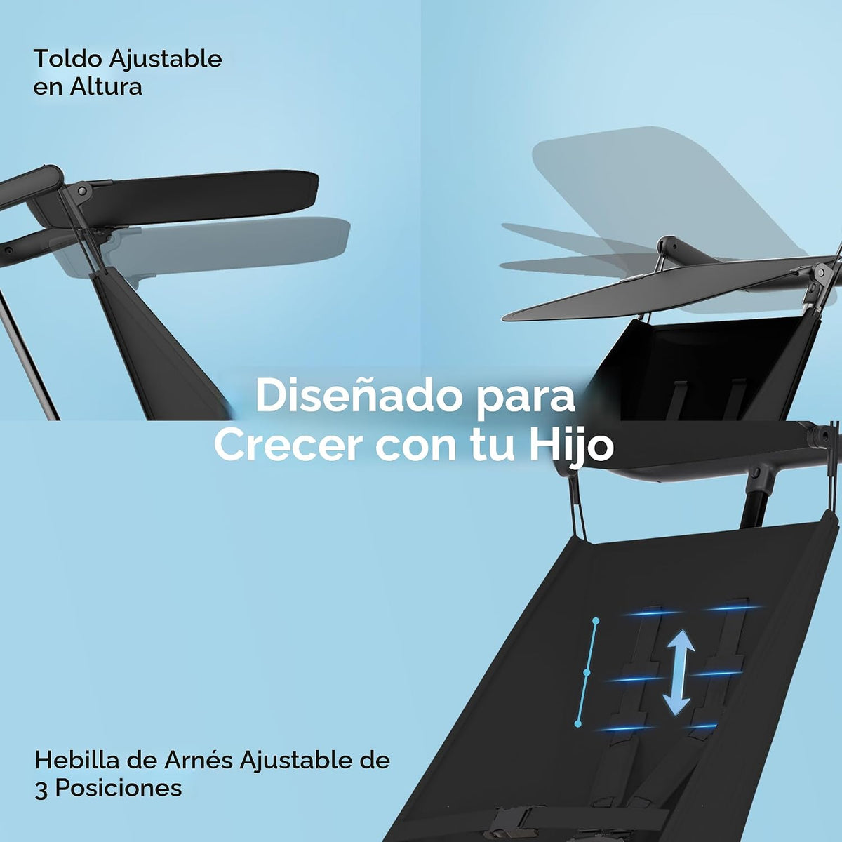 Mompush Jeto - Cochecito de viaje ligero \u2013 9.8 libras ultracom...