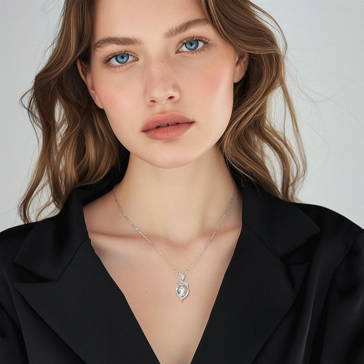 FANCIME Collar con piedra natal para mujer con colgante de lágrima...