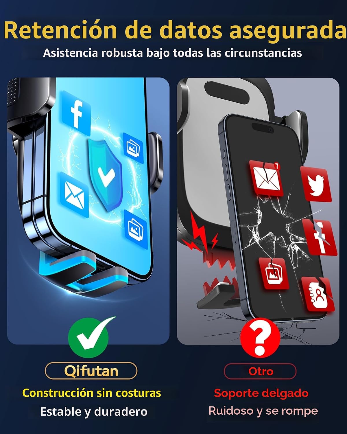 Qifutan Soporte de teléfono para automóvil, soporte de teléfono par...