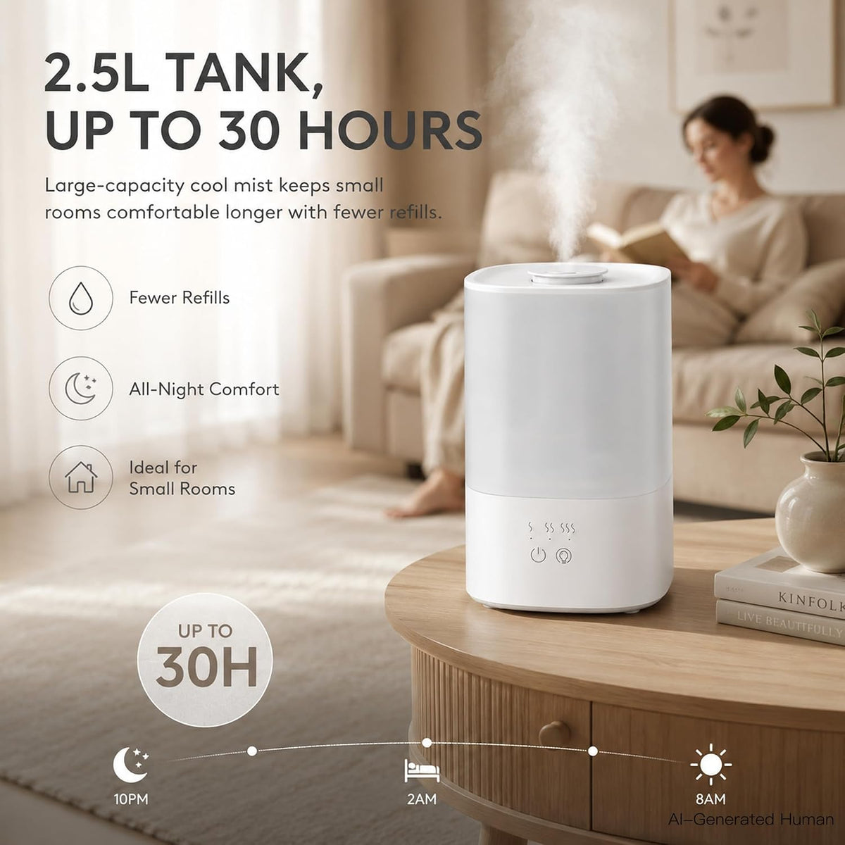 MEGAWISE LV10T Humidificador de niebla fría, humidificador ultrasón...
