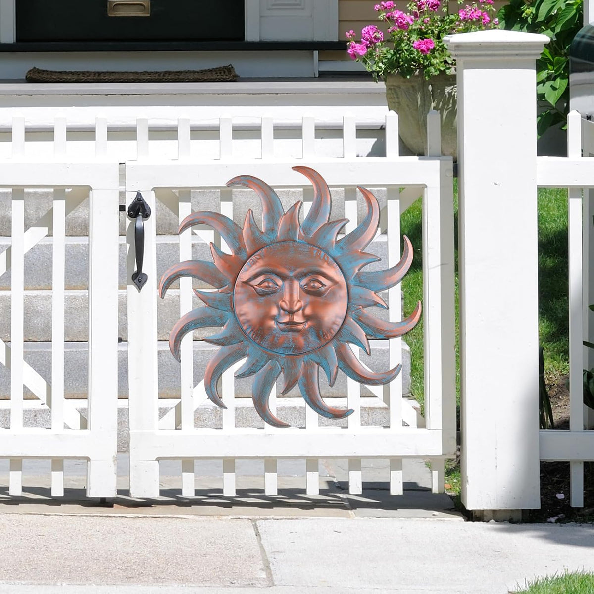 VZVXCC Arte de Pared de Metal Sol Decoración Exterior - Lindas Esta...