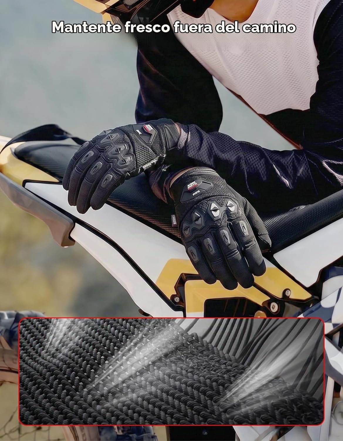 KEMIMOTO - Guantes para bicicleta de tierra para hombres, con panta...