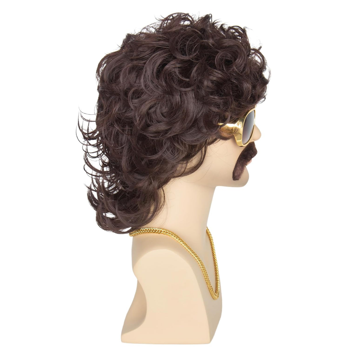 Miss U Hair - Peluca de discoteca marrón de los años 70 con gafas,...