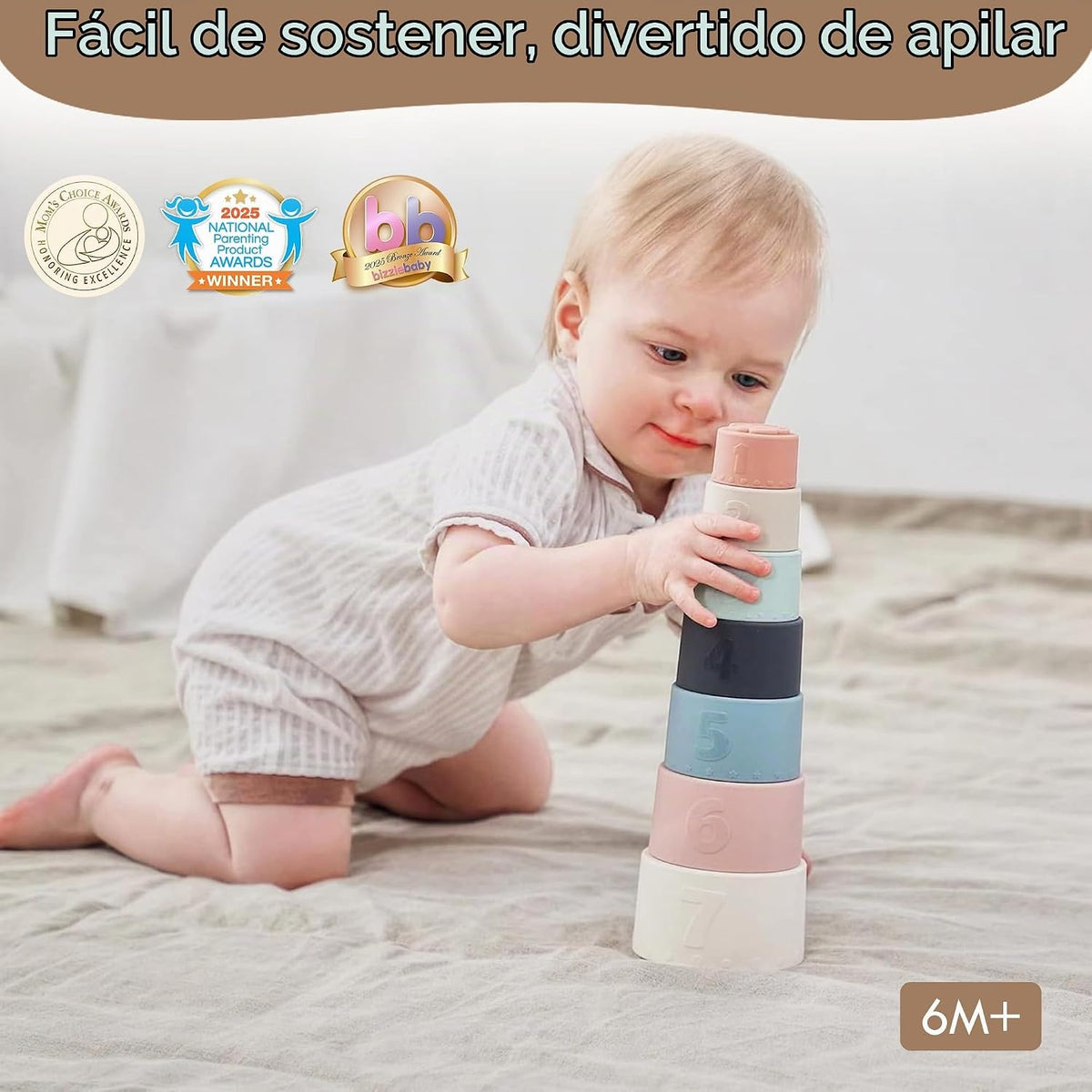 Moonkie Juguete de tazas apilables, juguetes educativos divertidos...