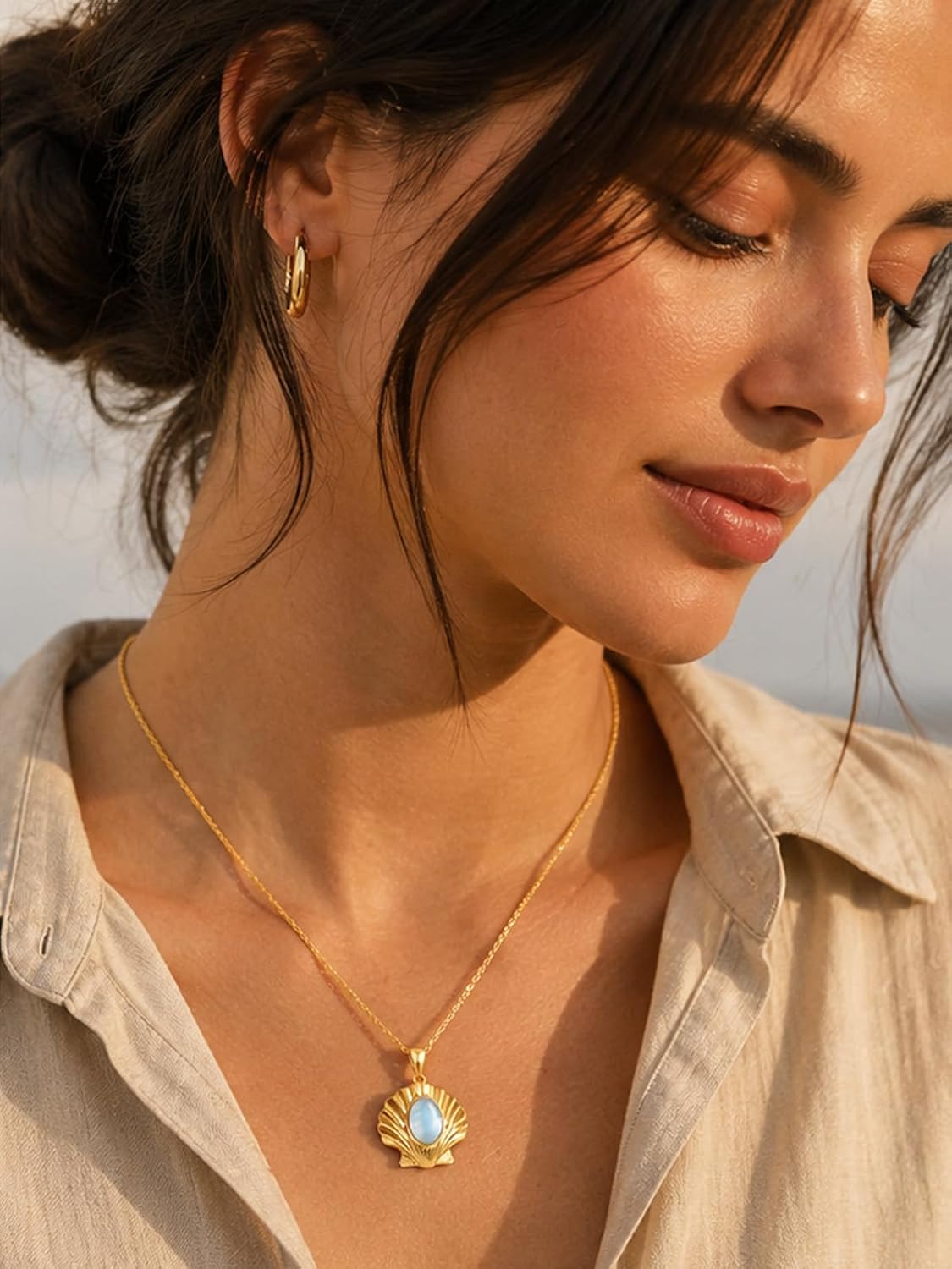 Teetyyt Collar oceánico para mujer, colgante de playa de verano de...