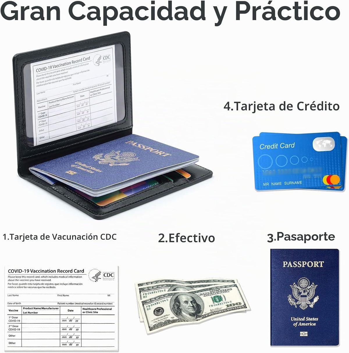 Funda para pasaporte con bloqueo RFID de piel, tarjetero con ranura...