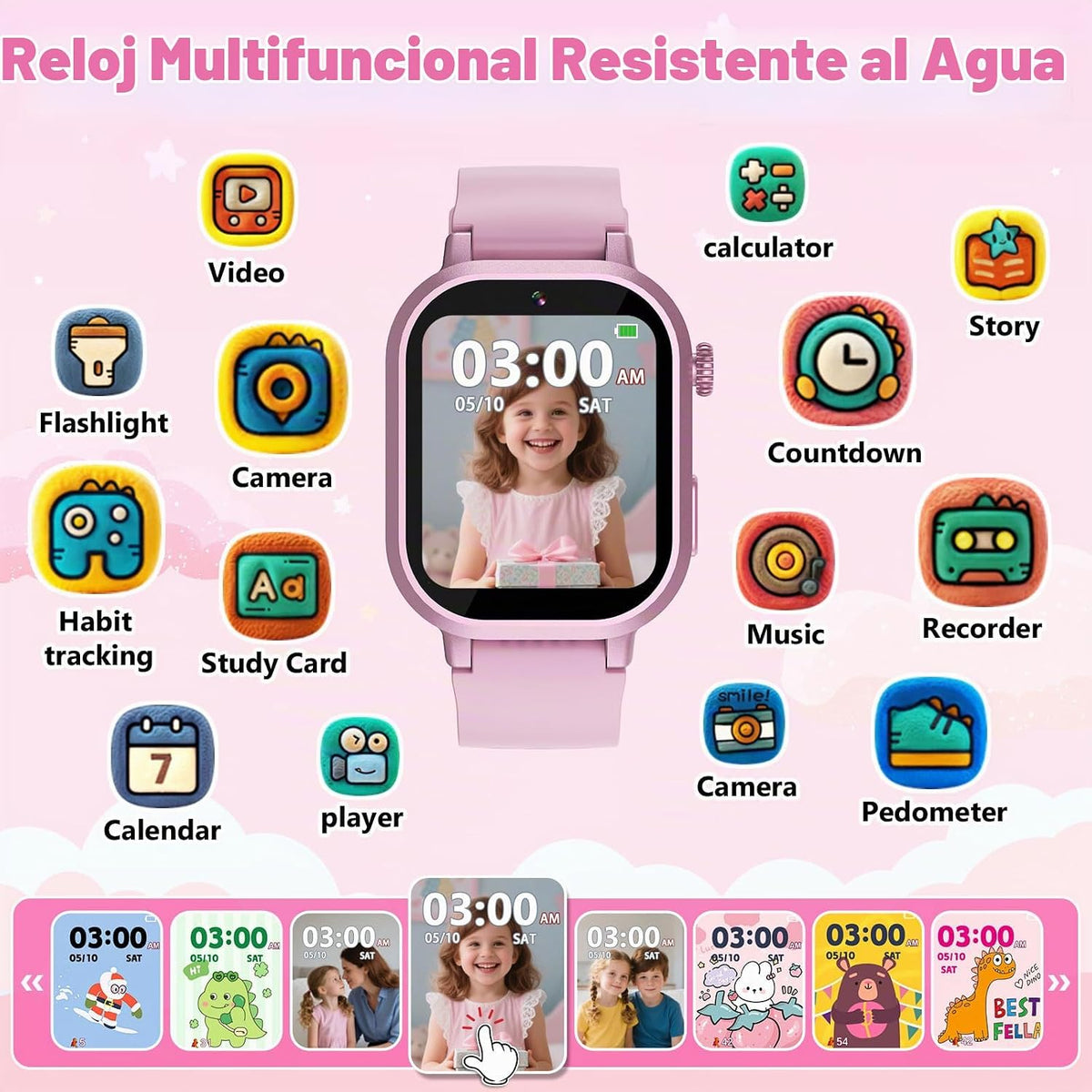 Wiszodet Reloj inteligente impermeable para niños, regalo para niña...