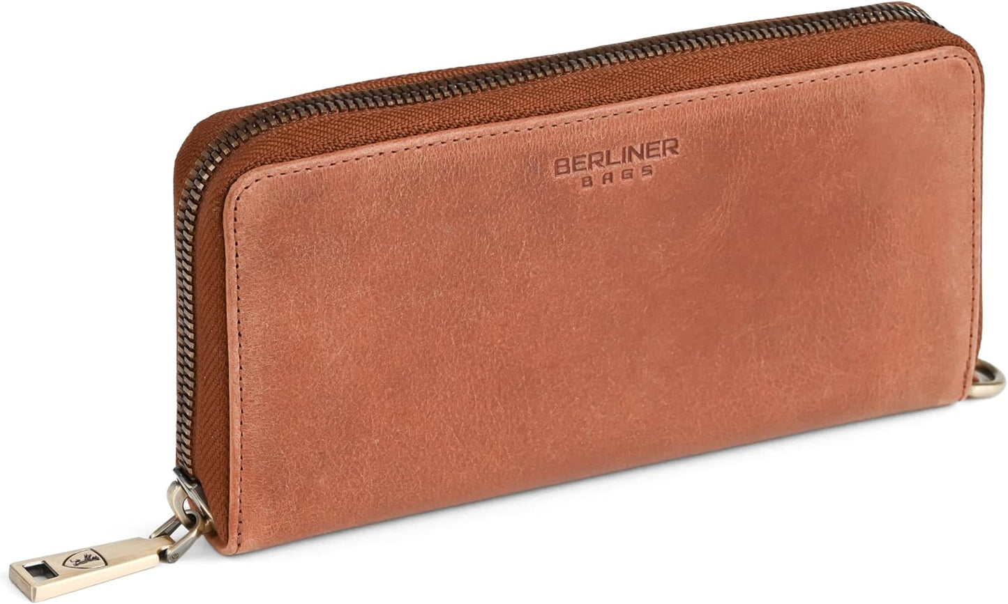 BERLINER BAGS Cartera Lyon de piel auténtica de alta calidad, con b...