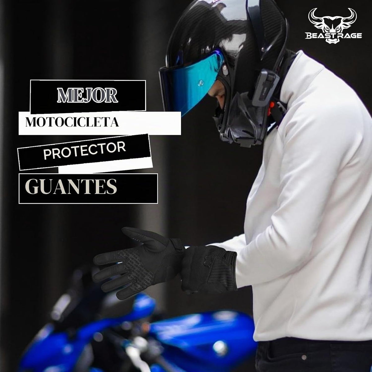BEAST RAGE Guantes de motocicleta de verano \u2013 Guantes transpir...