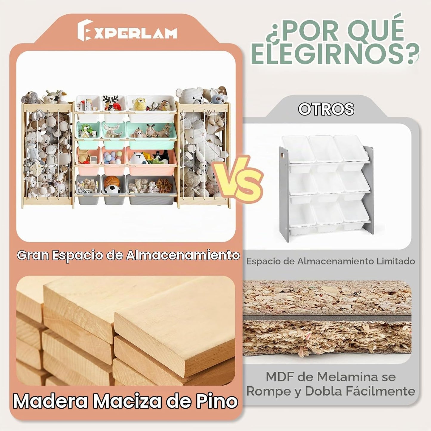EXPERLAM Organizador grande de almacenamiento de juguetes, almacena...