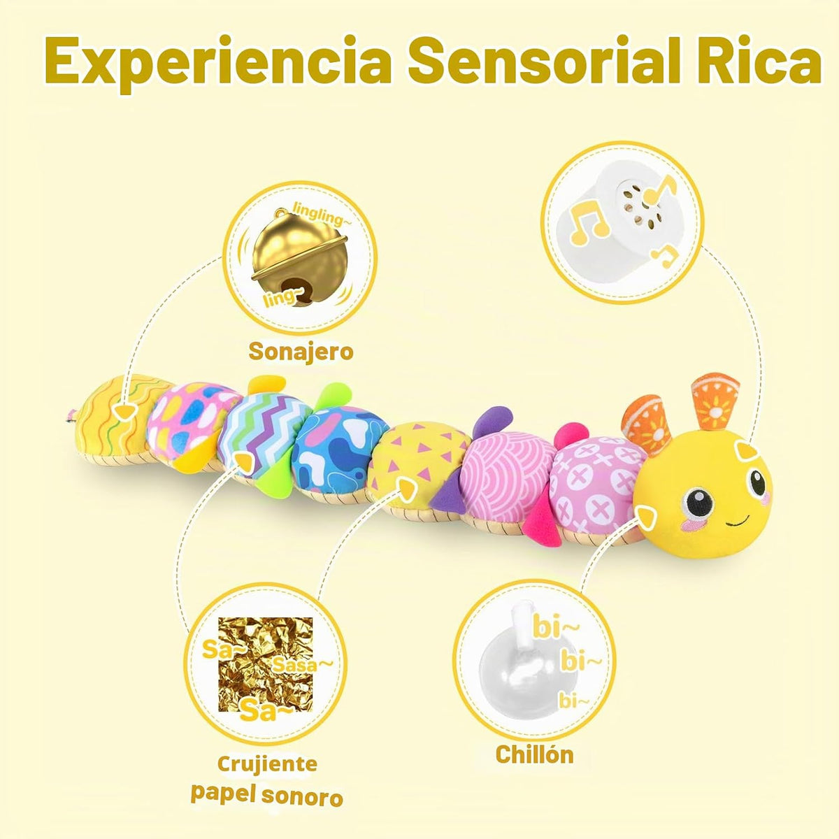 Juguetes sensoriales de oruga para bebés de 0 a 6 a 12 meses | Jugu...