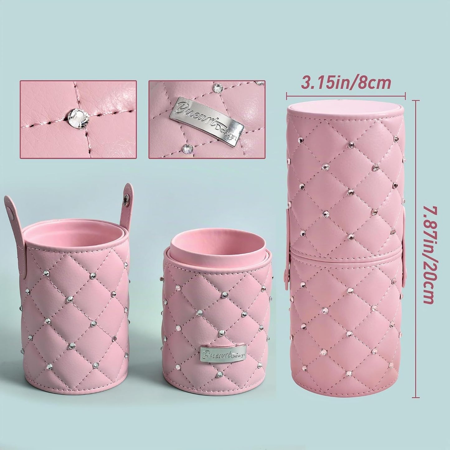 Bueart Design Juego elegante de brochas de maquillaje rosa pálido u...