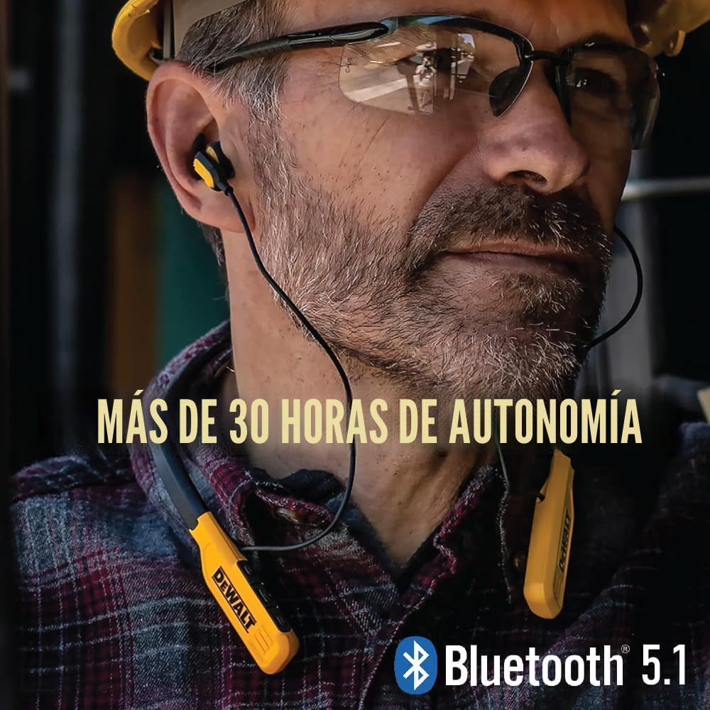 DEWALT Auriculares Bluetooth de Servicio Pesado con Banda para el C...