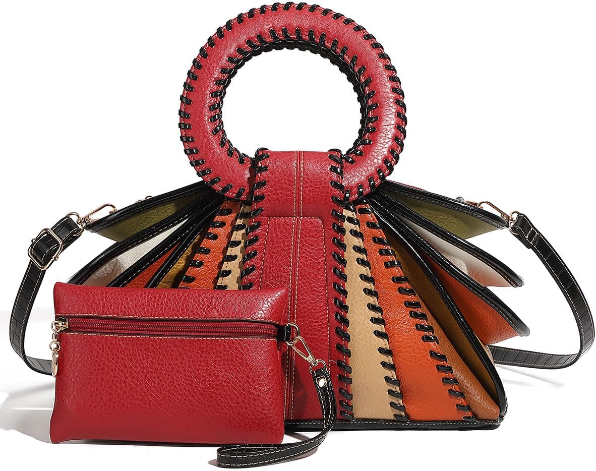 Bolso de mano con asa superior multicolor de diseño para mujer, gra...