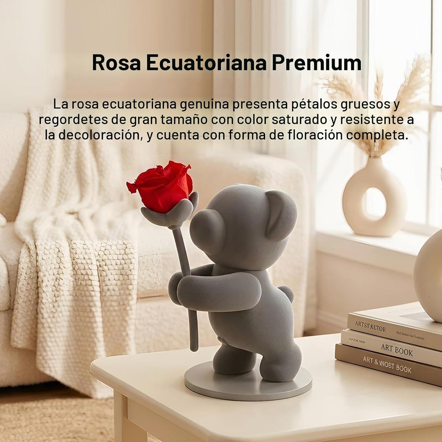 JoyFlower - Flores preservadas con lindo oso de peluche, regalo rom...