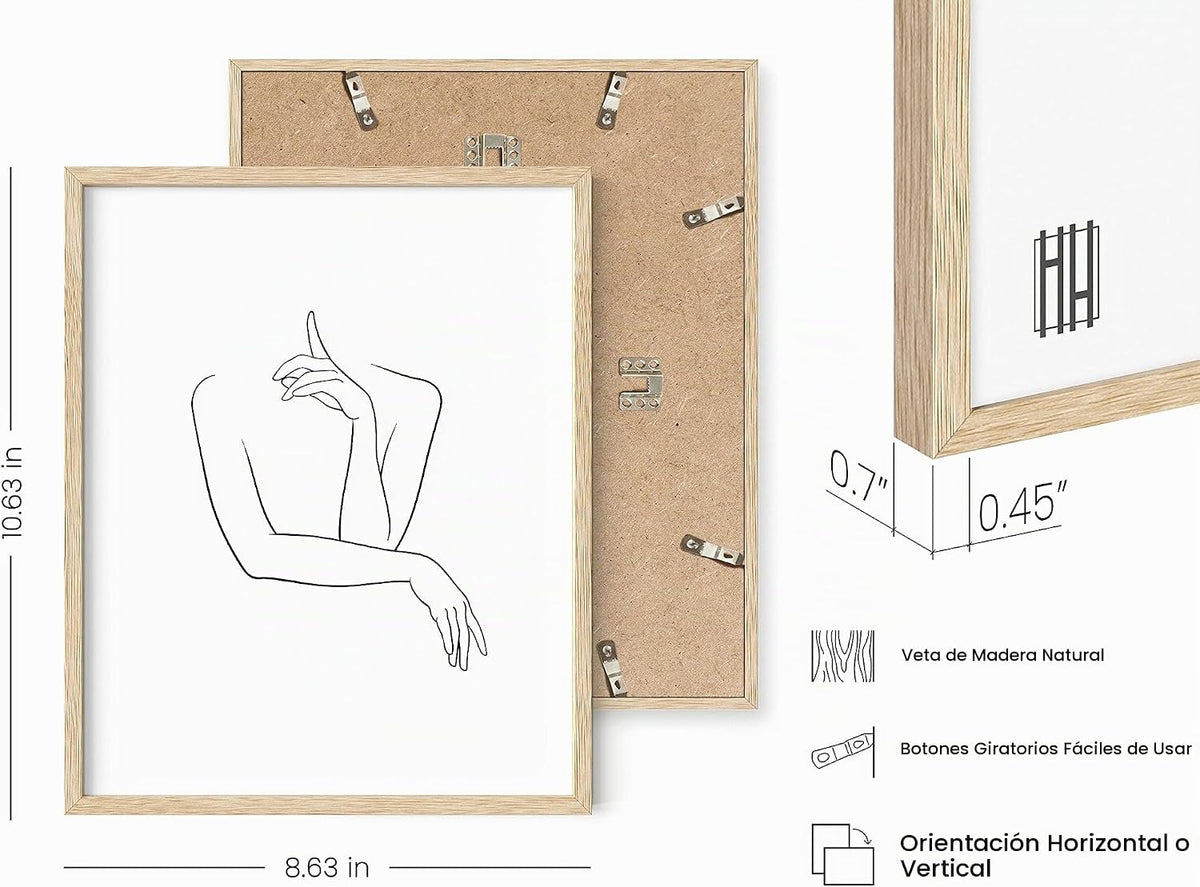 RipGrip Arte minimalista para pared, juego de 4 dibujos de silueta...