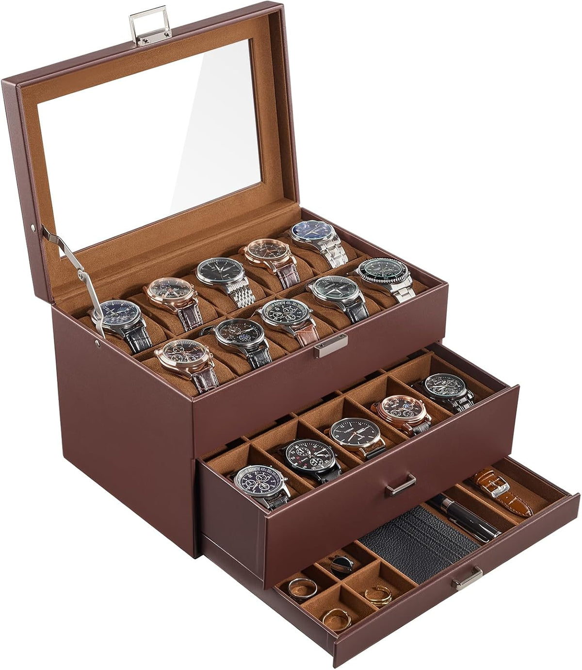 ProCase Caja de reloj con 20 ranuras para hombre, vitrina de reloj...
