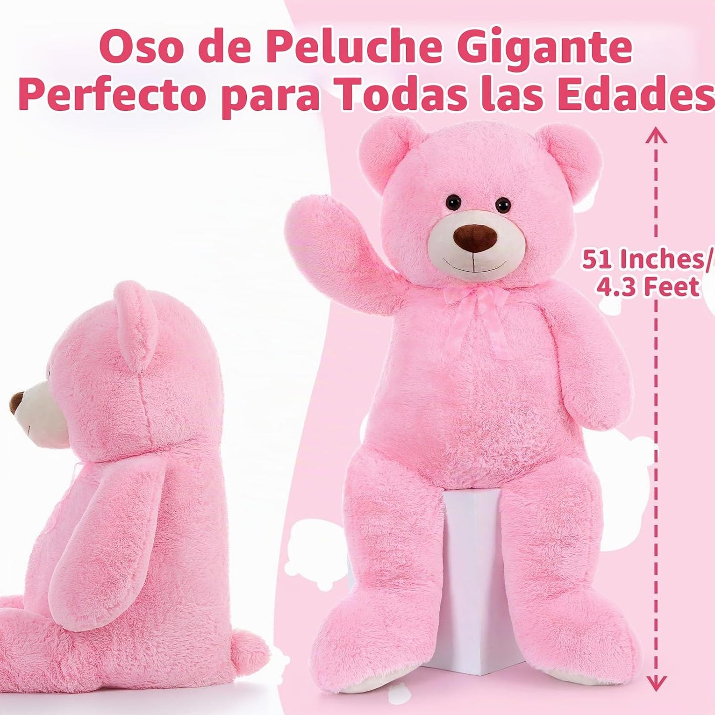 MorisMos Oso de Peluche Gigante Animal de Peluche 4 Pies, 51 pulgad...