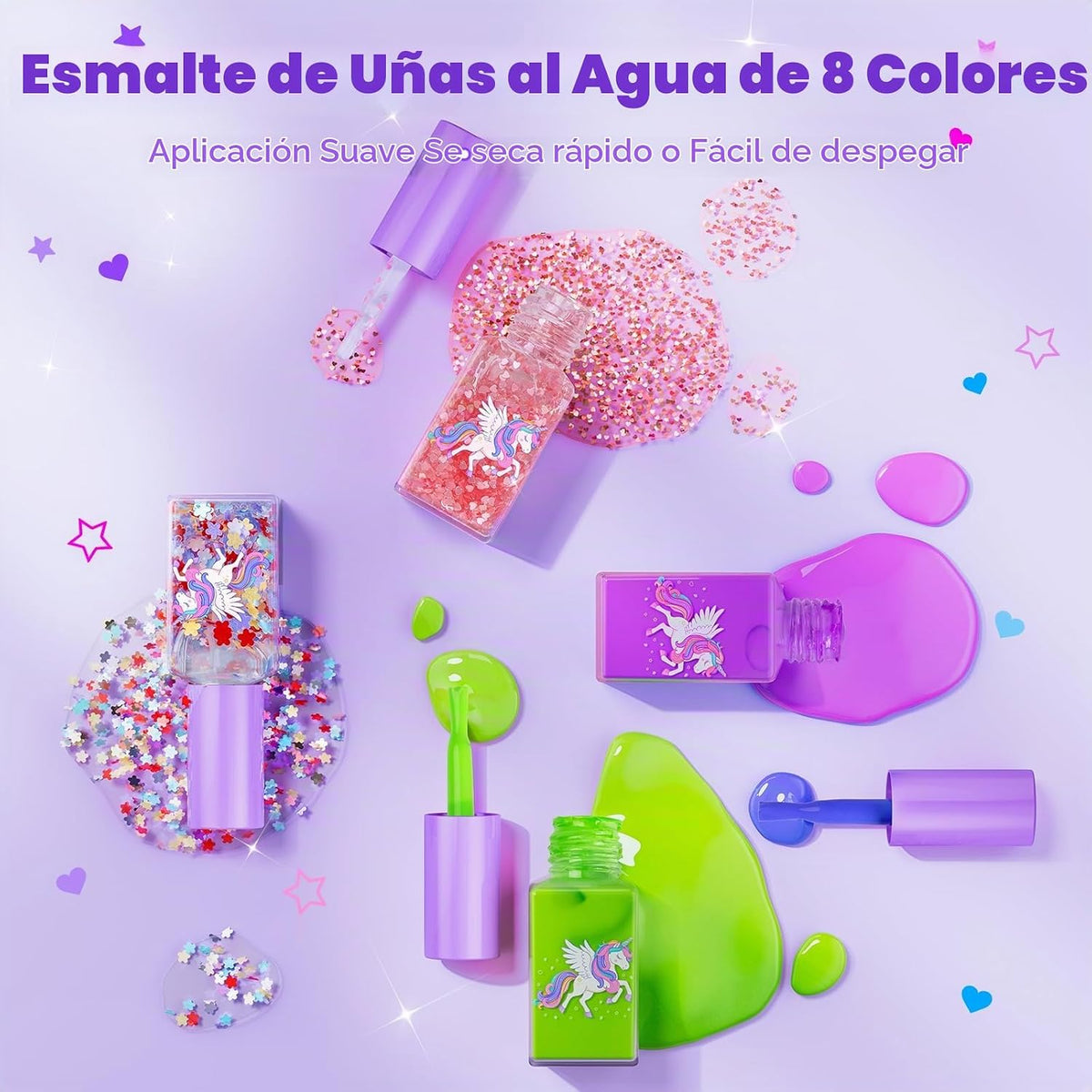 Glisiol Juego de Esmaltes de Uñas para Niñas Juguetes, Kit de Arte...