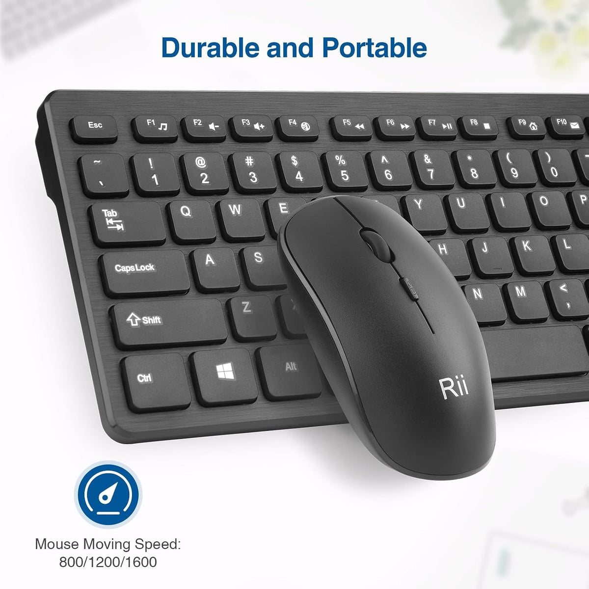 Combo de teclado y mouse inalámbricos, teclado estándar Rii para co...