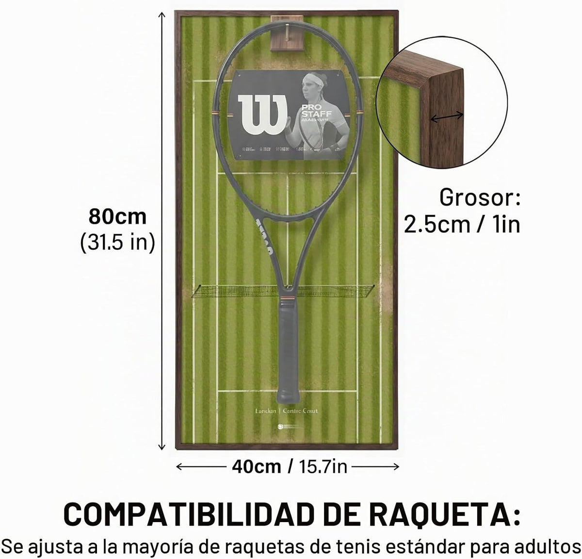 ONE MAAY Marco de exhibición de raqueta de tenis con bloque de noga...