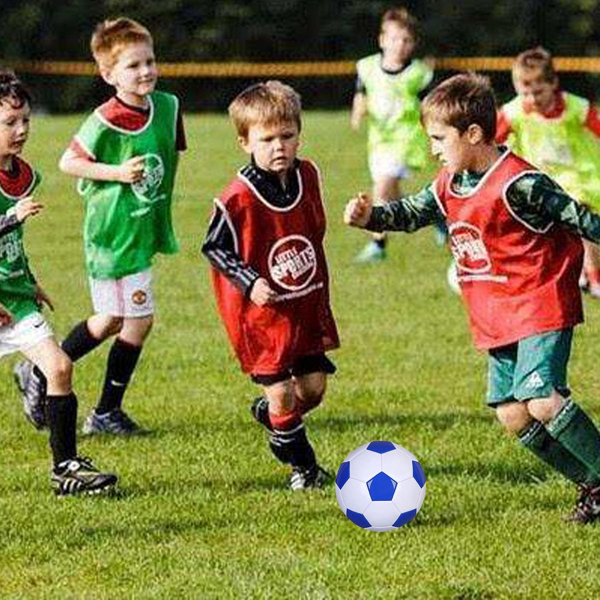 SPDTECH Balón de fútbol tamaño 2, 3, 4, 5, blanco y azul, actividad...
