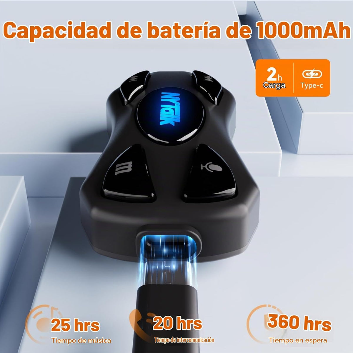 NYTALK N2 - Casco de motocicleta de 2 vías con Bluetooth, para comp...