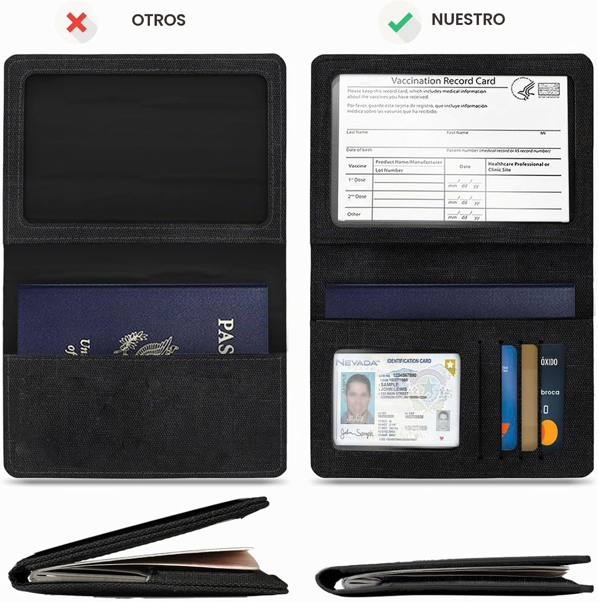 Funda para pasaporte de vacunación, Blanco&amp;negro | Cartera con...