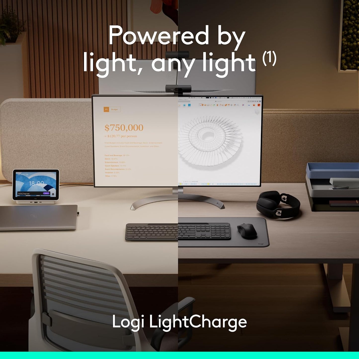 Logitech Signature Slim Solar+ K980 para teclado empresarial - Graf...