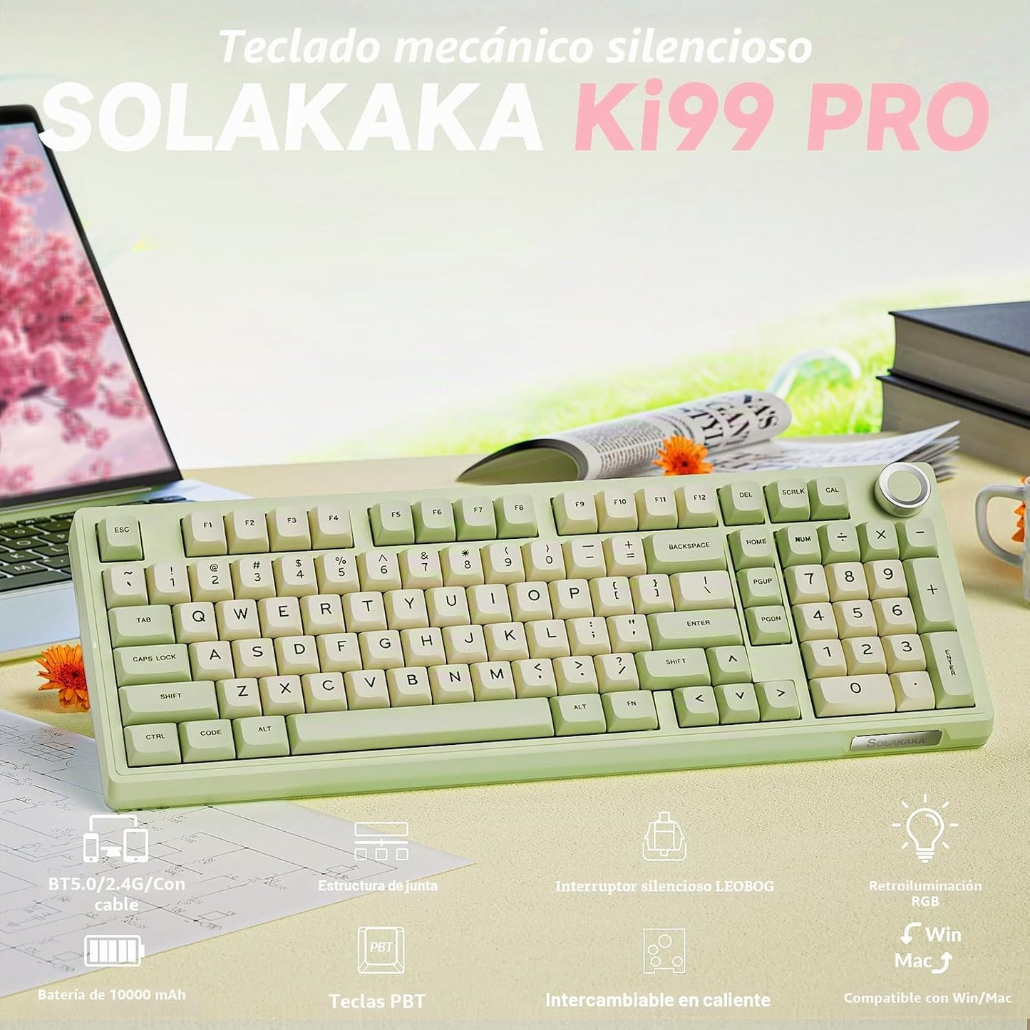 SOLAKAKA KI99 Pro - Teclado mecánico inalámbrico con interruptor si...