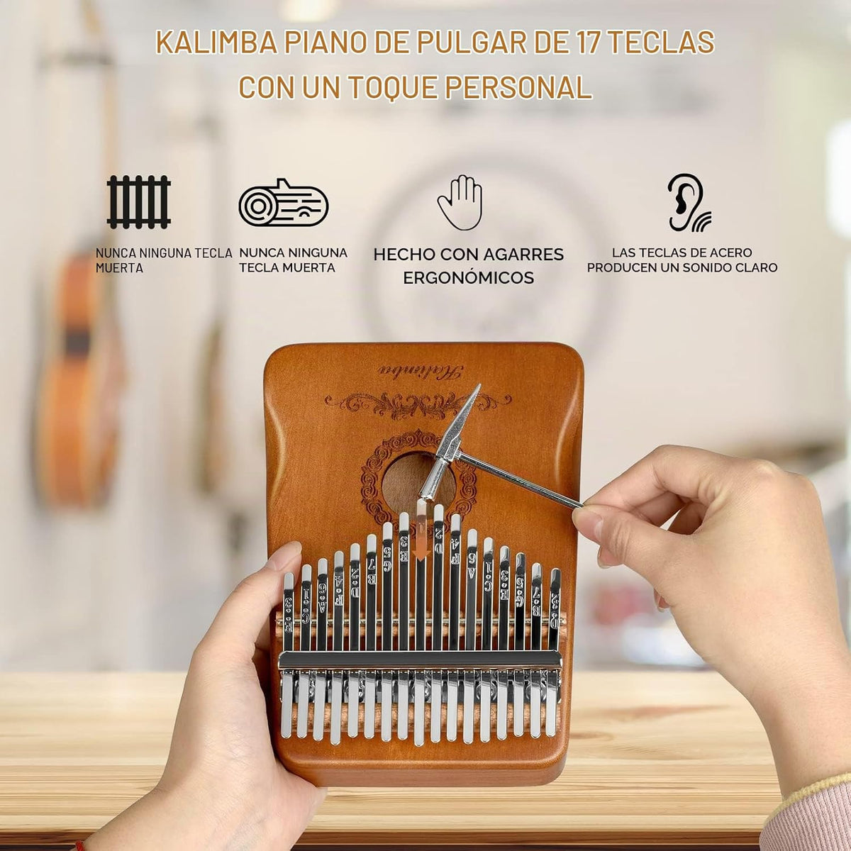 Kalimba - Piano de pulgar de 17 teclas, instrumentos musicales de p...