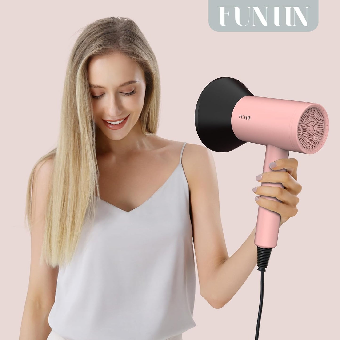 FUNTIN Secador de pelo, secador de pelo con cepillo difusor para mu...