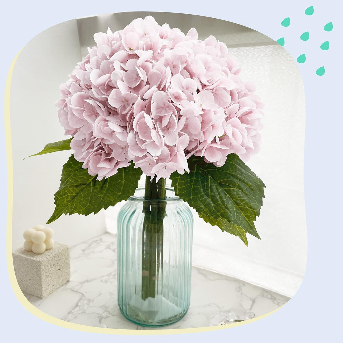Yatim Hortensias artificiales rosas de 21 pulgadas con tallos 5 pie...