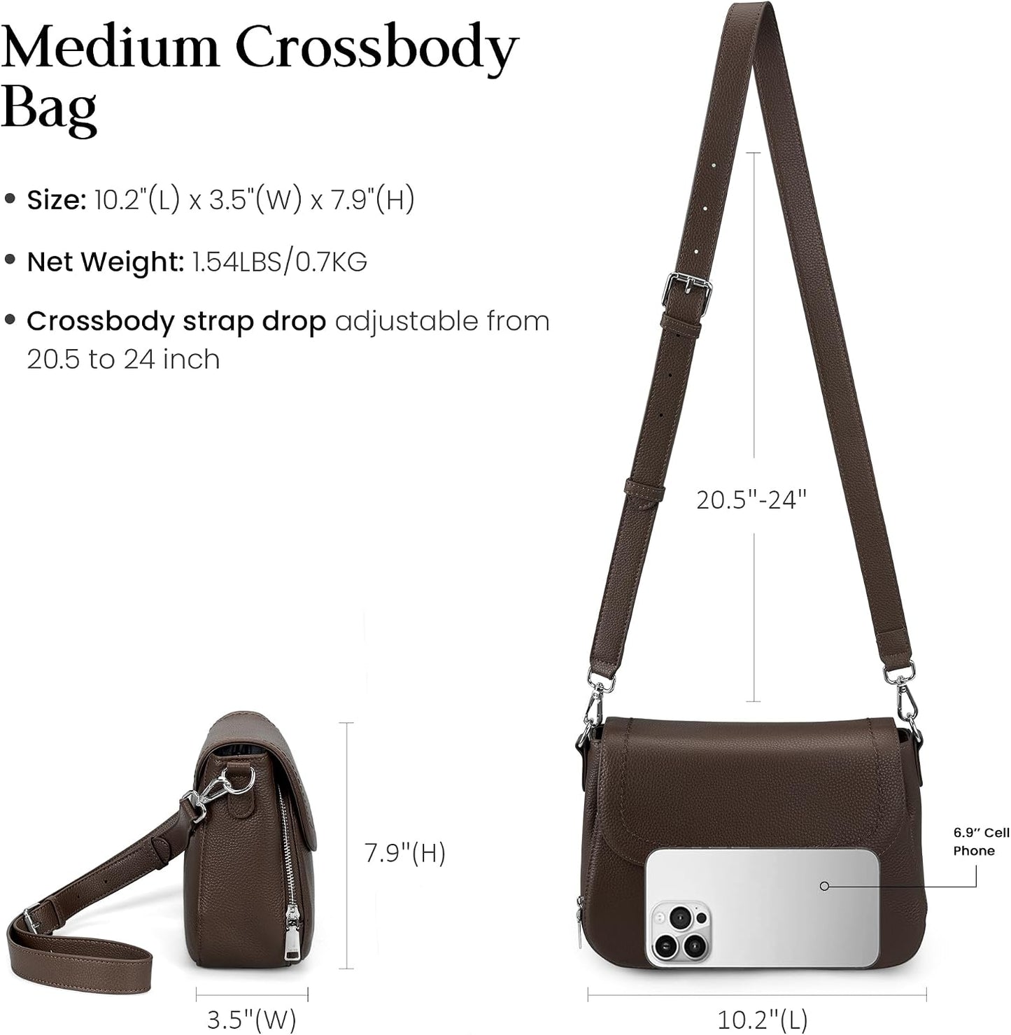 befen Bolsos cruzados de cuero genuino para mujer con cartera RFID...